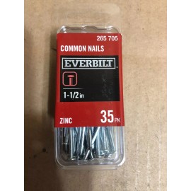 Everbilt Zinc 1.5 inch Length Flat Head Common Nails, 35 count / 10-Pack **