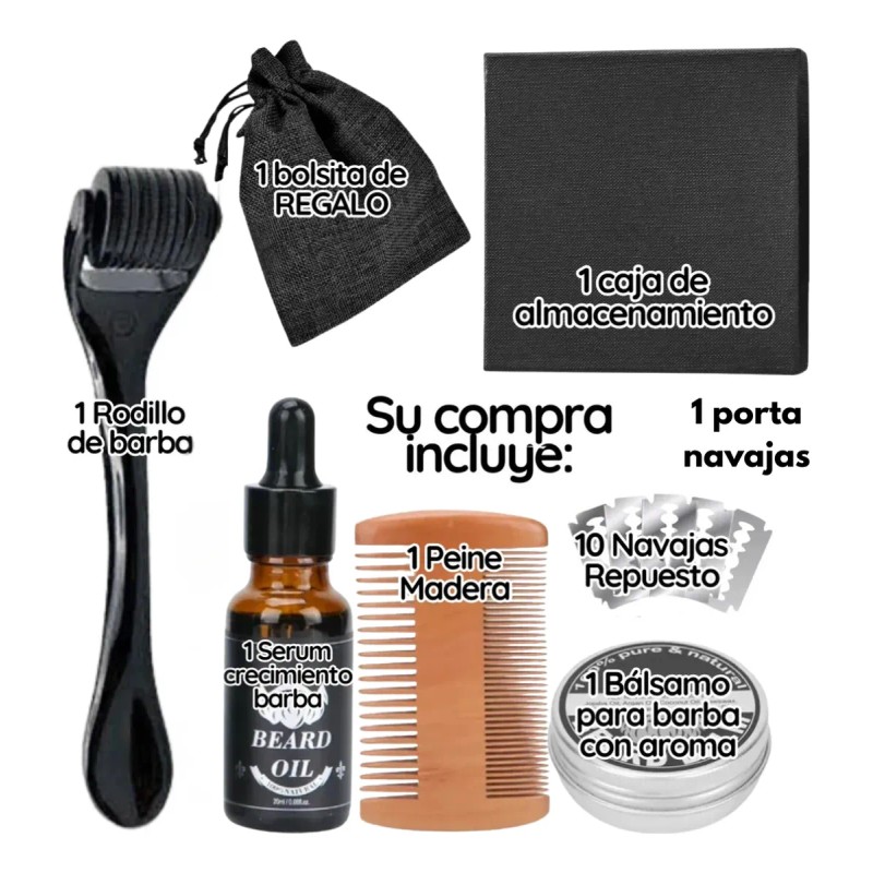 Kit Aseo Y Cuidado Barba Bigote Cuchillas Afeitado Men 6pcs