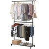 Sywhitta Double Rod Clothing Garment Rack, Rolling Clothes Organizer on