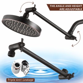 Nuodan High Pressure Rain Shower Head with 11'' Extension Arm - High Flow Rainfall Showerhead - Luxury Modern Look - Pressure Boosting (Oil Rubbed Bronze)
