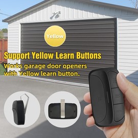 Garage Door Remote Control Replacement Chamberlain LiftMaster Craftsman Linear has Yellow Learn Button ONLY,with Security+ 2.0 and 310/315/390Mhz,2 Pack