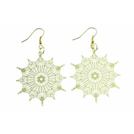 Miniblings Ice Flower Earrings Snowflake Ice Flower Christmas Xmas Golden Filigree 2 - Handmade Fashion Jewellery I Earrings Earrings Gold-Plated, Metal