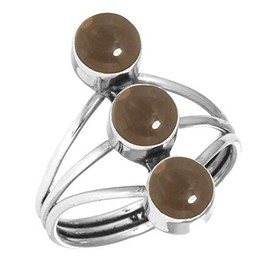 Jeweloporium 925 Silver Ring for Women Brown Smoky Topaz Stone Statement Silver Ring Size P Easter Gift Fashion Jewelry