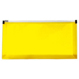 JAM PAPER Plastic Envelopes with Zip Closure - #10 Booklet Wallet - 127 x 254 mm (5" x 10") - Yellow - 12/Pack