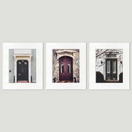 Lisa Russo Fine Art - Set of 3 Vintage Door Prints for Entryway Wall Art Decor - Not Framed - Foyer or Office Artwork - 3 8x10" Prints Pre-Matted to 11x14"