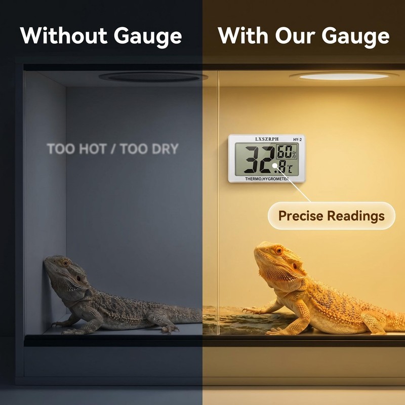 LXSZRPH Reptile Hygrometer and Thermometer High LCD Display Temperature Humidity