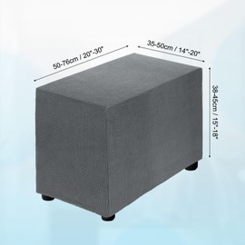 sourcing map Stretch Ottoman Cover Rectangular Oversized Square Ottoman Slipcover with Elastic for Foot Stool Living Room Bedroom Fit Length 50-76cm / 20"-30", Small, Dark Gray