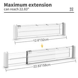 HiYZ Expandable Drawer Dividers - Large Kitchen Utensils Drawer Divider - Adjustable Drawer Organizers Separators for Tools, Dresser, Dividers- Only 1 Long Divider-Clear