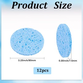 GORGECRAFT Pack of 12 Face Cleansing Sponges Reusable Sponges for Removing Make-Up Flat Round Sponges for Washing the Face Deep Sky Blue Make-Up Sponges for Daily Cleaning, Gentle