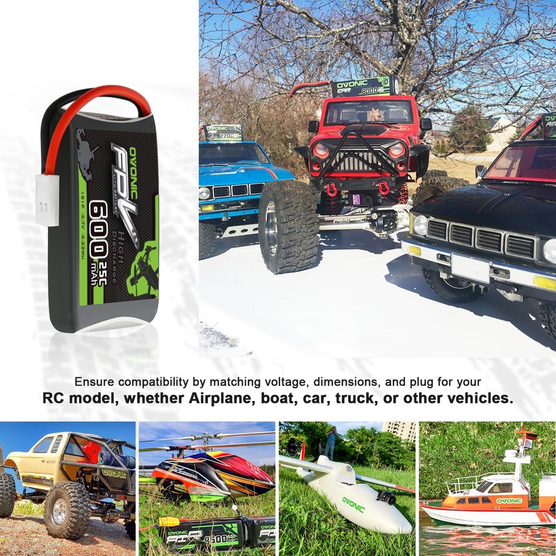 OVONIC 3.7V 25C 600mAh 1S Lipo Battery [1 Package Including