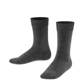 FALKE Kids Comfort Wool socks, 1 pair, UK size 12-2.5 (EU 31-34), Grey, virgin wool mix - Warm wool on the outside, soft cotton on the inside