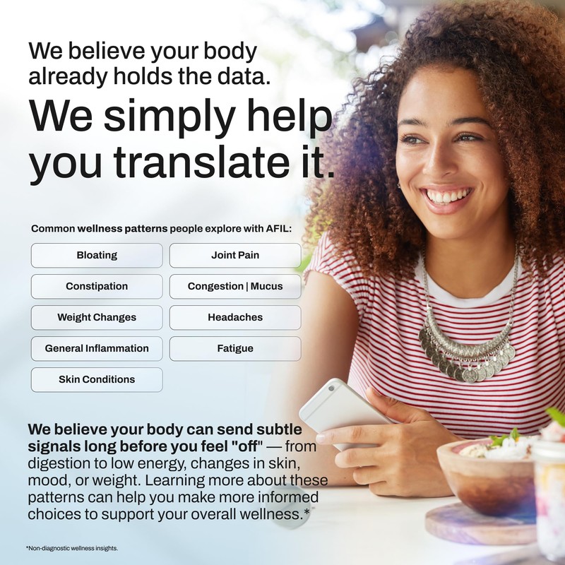 AFIL Upgraded 1000+ Foods, Drinks, Vitamins, Gut, at-Home Wellness Test