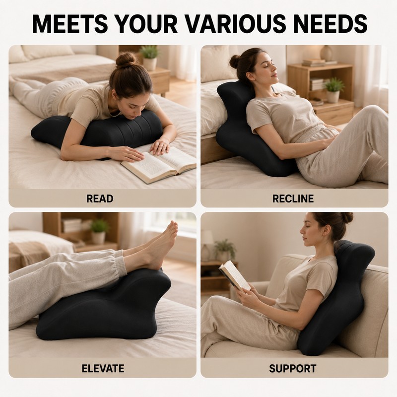 Ergonomic Prone Reading Pillow with Raised Head Support – Multi-Position
