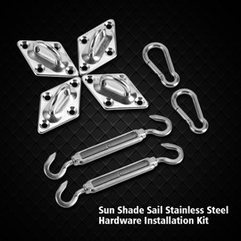 Shade Sail Hardware Kit, Shade Sail Installation Parts, Stainless Steel Shade Sail Kit, Shade Sail for Garden Outdoors
