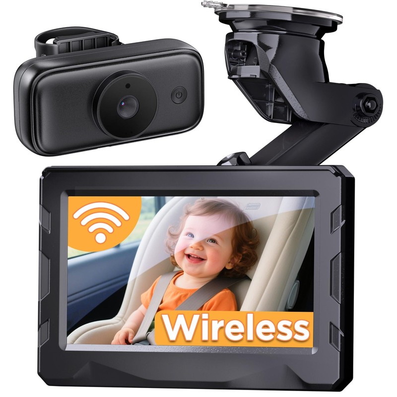 Wireless Baby Car Camera - 40 Hours Rechargeable Battery with