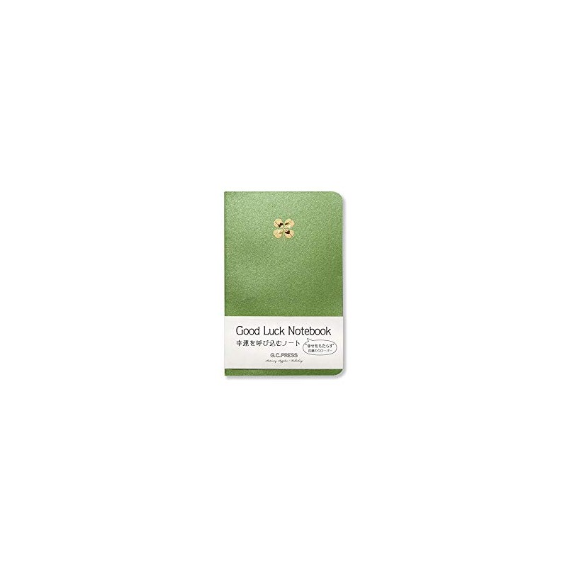G.C. PRESS Design Notebook, Pockets, Four Leaf Clover, 5.5 x