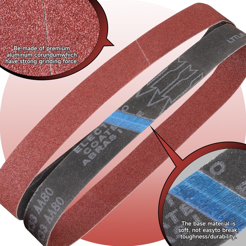 STEBRUAM Sanding Belt 40 x 760 mm,10PCS 80 Grit