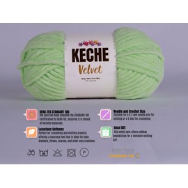 Keche Velvet Yarn for Crocheting, Soft Chenille Bulky Baby Blanket Amigurumi Yarn 2x100 gr (2x132 yds) (2 Skeins) (Pistachio)
