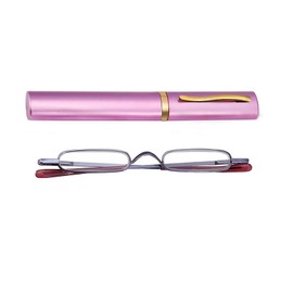 ZUVGEES Easy Carry Mini Compact Slim Reading Glasses—Lightweight Portable Readers with w/Pen Clip Tube Case (Purple, 2.00)