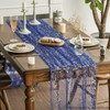 Artoid Mode Gauze Cheesecloth Glitter Foil Blue Gold Table Runner