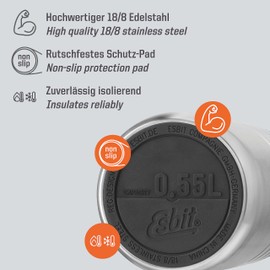 Esbit ESFJS550TLS Outdoor Camping Thermal Insulated Food Jug, Silver, 19.7 fl oz (550 ml)