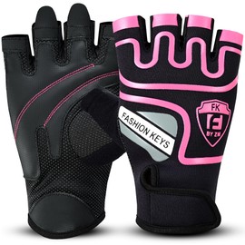 FK by ZM Workout gloves GYM Weight Lifting Gloves for Men & Women, Anti-Slip Palm Protection for Rowing, Exercise, Bodybuilding, Powerlifting and Training Gloves (Pink, XL)