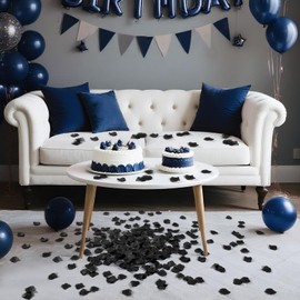 JHZMCRX 1000 Pcs Rose Petals Artificial Silk Flower Petals Romantic Decorations for Wedding Engagement Birthday Event Anniversary Party Backdrop Supplies Black