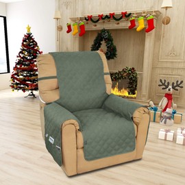 Easy-Going Sofa Slipcover Waterproof Recliner Chair Cover Non-Slip Fabric Couch Cover for Living Room Washable Furniture Protector for Pets Kids Children Dog Cat (Recliner, Greyish Green)