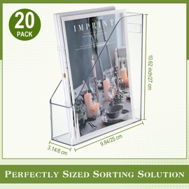 12 Pcs Clear Acrylic Magazine File Holder Plastic Desk Organizer with Handle Basics Vertical Magazine Rack Desk Folder Document Storage Organizer for Home Office School Work Study Desktop Supplies