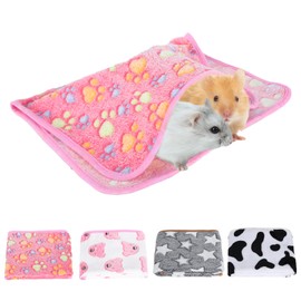 3 Pcs Small Animals Bedding Mats Coral Fleece, Soft Guinea Pig Blankets, Reusable Rabbits Hamster Fleece Cage Liners, Warm Small Animal Fleece Bedding Washable 60cm*40cm (D)