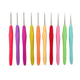 Pack of 10 Small Crochet Hooks Set 0.5 mm to 2.75 mm Ergonomic Crochet Hooks with Soft Grip Thread Crochet Steel Lacing Hooks