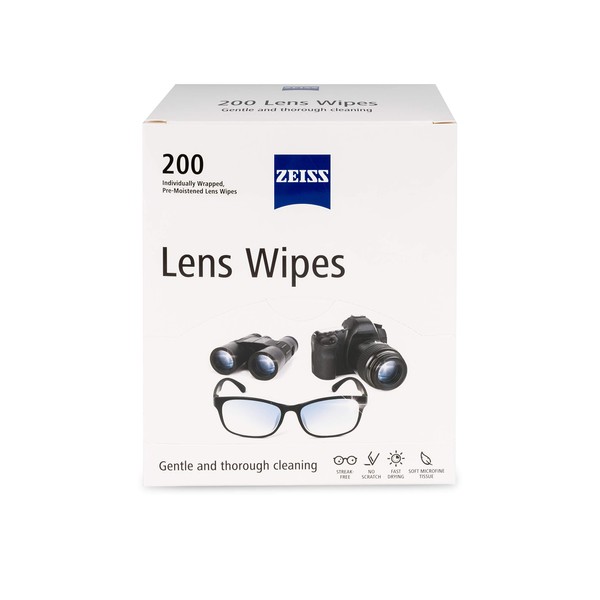 Zeiss Pre-Moistened Lens Cleaning Wipes, 6 x 5-Inches, 200 count