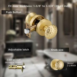STARPY Gold Interior Door Knobs, Satin Brass Door Knob with Lock,Door Handles for Bath & Bed