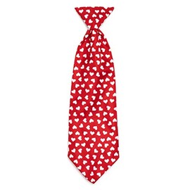 The Worthy Dog Hearts Neck Tie Comfortable Easy to Attach Tie, Polyester Birthday Party Neck Tie Accessories for Dogs Cats Pets - Large Red