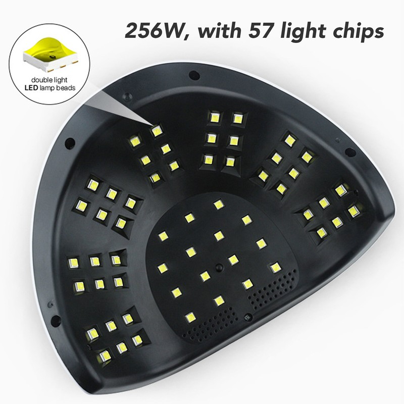 256W Nail Gel Curing Lamp 57pcs Light Chips Detachable Bottom