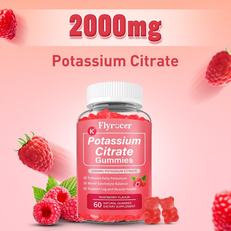 2 Pack Potassium Citrate Gummies for Adults Men & Women,