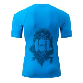 Men's Short Sleeve UPF 50+ Baselayer Skins Performance Fit Compression Rash Guard Logo Blue XL