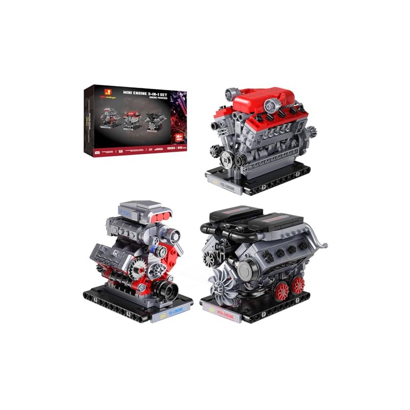 JMBricklayer 3-in-1 Mini Engine Model Car Kits that Runs, V8