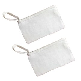 Purse Bag with Zip, Pack of 2 Empty Mini Purse, Small Purse, Suitable for Hand Drawing, Key Bag, Canvas Small Makeup Bag, DIY Purse