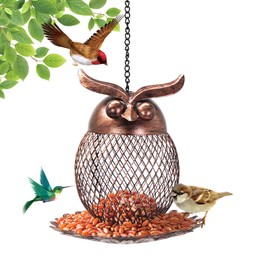 QZLOHOM Bird Feeder for Outdoor, Squirrel Proof Metal Wild Bird Feeder Decoration for Hanging Outside Garden Yard, Cute Cat-Shaped