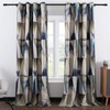 Leeva Geometric Print Blackout Curtains for Bedroom, Modern Blue Linen