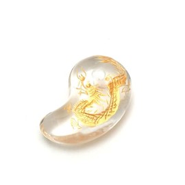 Crystal Ryujin Magatama Gold Carving Power Stone Natural Stone Amulet 1.2 inches (30 mm)