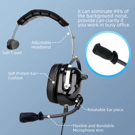 Retevis Unilateral Noise Reduction Two Way Radio Headset with Mic,Volume Adjust RT22 RT21 RT68 H777H, Compatible with Baofeng UV-5R 5RM F8HP PRO/Pxton PX-888S Radios,Walkie Talkie Headset(1 Pack)