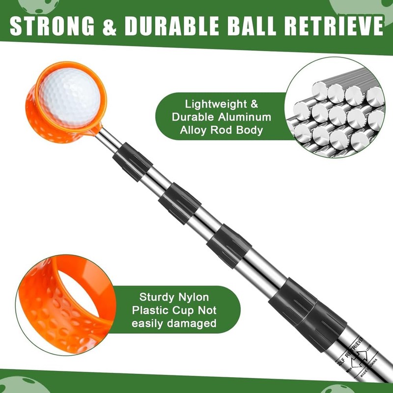 axGear Golf Ball Retriever Aluminum Alloy Shaft Telescopic Picker Extandable