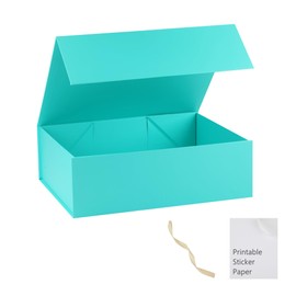 MUMUPACK Turquoise Gift Box,16x14x5.3 Large Gift Boxes With Lids For Presents Includes Ribbon And Diy Printable Sticker Paper,Bridesmaid Proposal Box,Magnetic Gift Box For Birthday,Wedding,Graduation