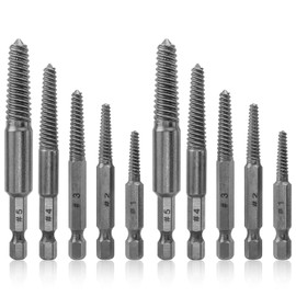 Mesee 10 Pcs Damaged Screw Extractor Set, Screw Extractor, 1/4 Inch Hex Shank Broken Screw Extractor Drill Bit Screws Bolts Quick Stripped Removal Tool