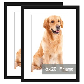 RUN HELIX 9x12 Picture Frame Set of 2 - Use as 6x8 Picture Frame with Mat or 9x12 Frame Without Mat - Includes Hanging Hardware for Horizontal or Vertical Display Table Top and Wall Mounting Black