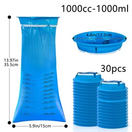 AMSGANK Pack of 30 Burp Bags with Ring, 1000 ml Poop Bags, Leak-Proof Breaking Bags, Portable Poop Bags, Liquid-Proof, Practical Burp Bags for Car, Children, Adults, Travel, Going Out