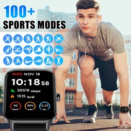 Fashion Smartwatch Fitness Tracker Men Women with Phone Function [2 Watch Straps] Alexa Built-In 1.8 Inch HD Sports Watch with Sleep Monitor Pedometer IP68 Waterproof Fitness Watch for Android iOS