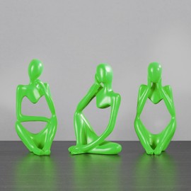 BMLCGJ Thinker Statue Gold Decor Abstract Art Sculpture, Golden Resin Collectible Figurines for Home Living Room Office Shelf Decoration,Great Gift Ideas (Light Green)